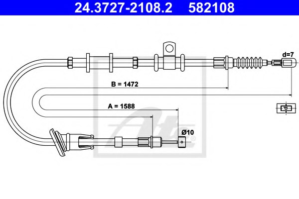 ATE 24.3727-2108.2 Cable, parking brake